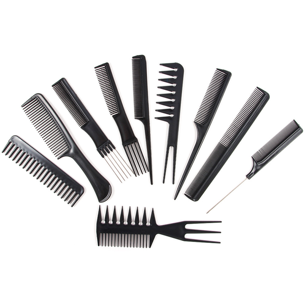 

hair brushes 10 pcs comb set stylist anti-static hairdressing combs professional detangle barber styling for salon accessories, Silver