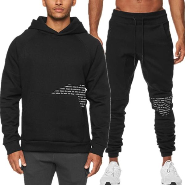 

men's tracksuits 2021 spring two-piece suits outdoor sport running training long sleeve hooded pullover+pencil sweatpants, Gray