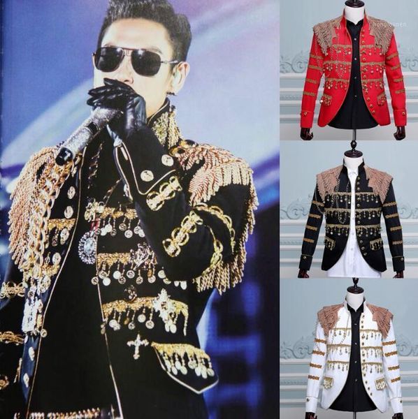 

men tassel suits designs masculino homme terno stage costumes for singers sequin blazer dance clothes star style dress black men's & bl, White;black