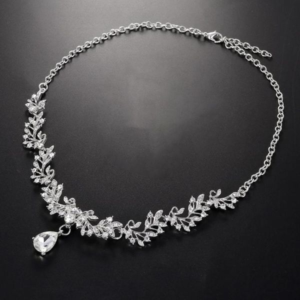 

earrings & necklace accessory 1 set trendy shiny extension chain female women leaf for prom, Silver