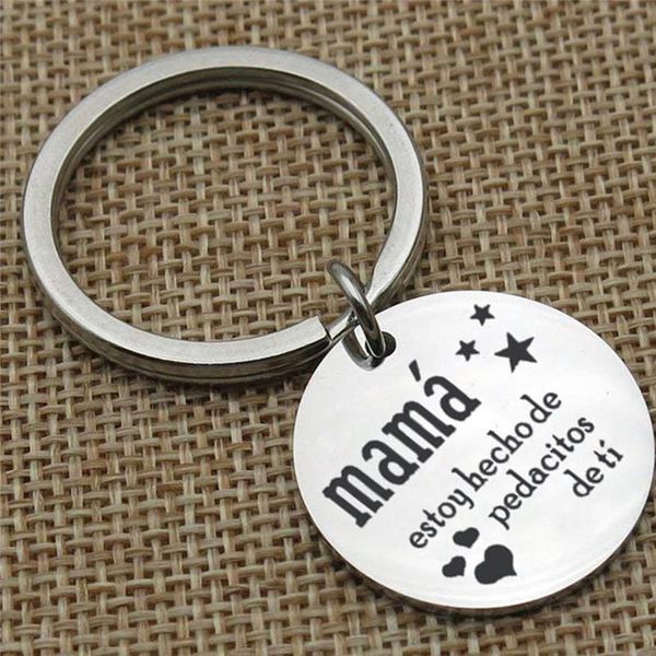 

keychains spainsh keychain cute stainless steel charm family gift mother's day thanksgiving, Silver