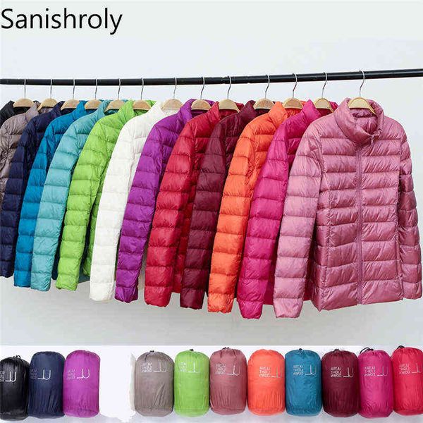 

sanishroly autumn winter women thin white duck down jacket parka female ultra light down coat short plus size s268 211130, Black