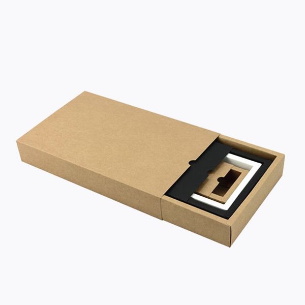 Крафт -бумажная упаковочная коробка черная тонкая выдвижная ящика Подарочные коробки Свадебное печенье упаковка
