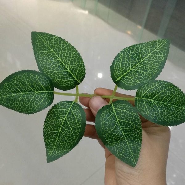 

5pcs/bag 6 fork artificial flowers silkscreen rose leaf silk flower rose cloth leaves xy113