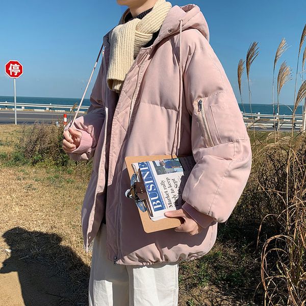 

2021 winter jacket men's warm fashion casual thick fur collar hooded parka men short coat mens clothes m-2xl q1pp, Black