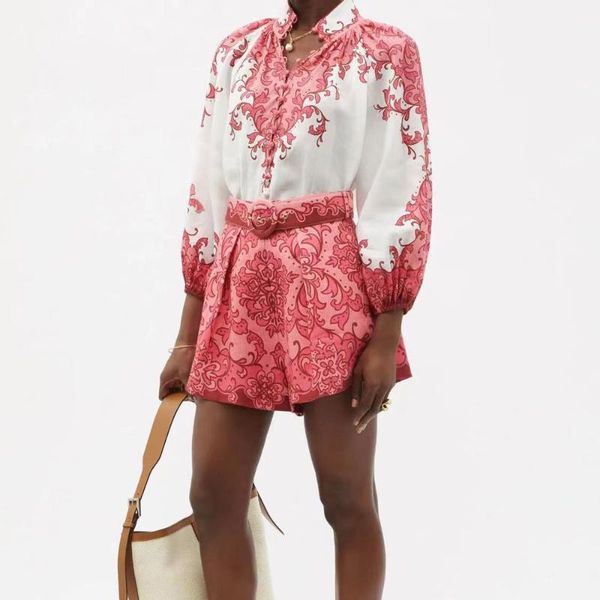 

women's tracksuits linen printed + shorts, Gray