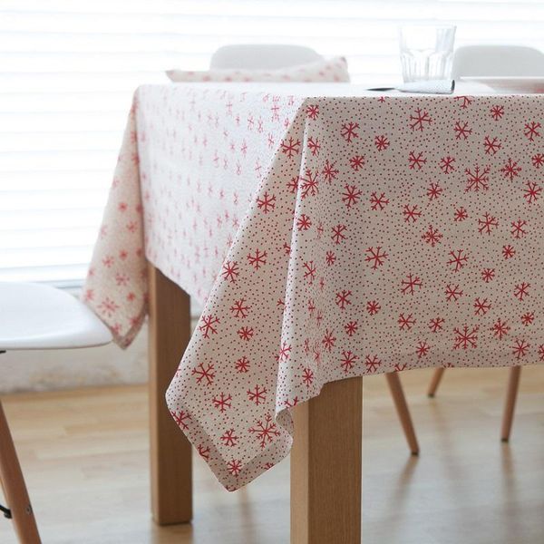 

christmas snowflake design cotton linen tablecloth printed table cover customization any size table cloth manteles de navidad
