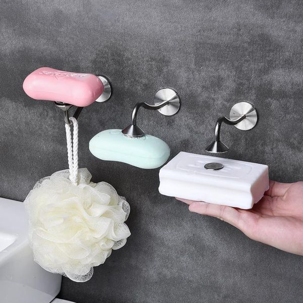 

bath accessory set stainless steel magnetic soap holder dispenser wall attachment draining rack bathroom accessories