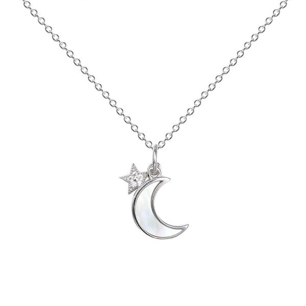 

hemiston 925 sterling silver star moon necklace female style zircon five-star fritillaria necklace for women gift q0531