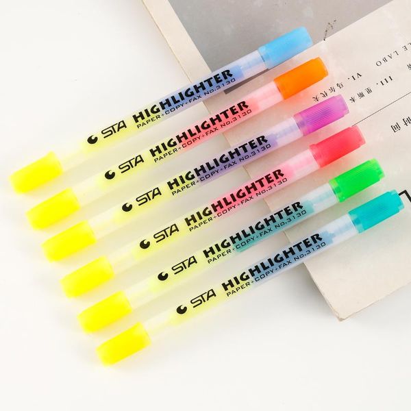 

highlighters 1pc highlighter maker pens sta 3130 two colors one pen paper diy drawing marker, Black;red