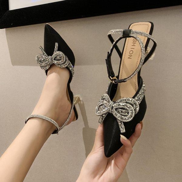 

sandals high heel sandal for women buckle strap clear shoes suit female beige 2021 summer high-heeled comfort girls closed stiletto rhin, Black