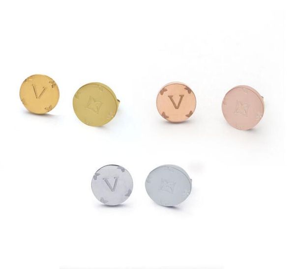 

o uis avuit ton long earrings charm designer with original box v round brand printed four leaf flower ear studs, Golden