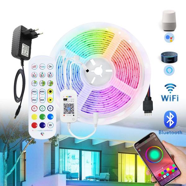 

led strip wifi / bluetooth 12v light 20m waterproof rgb 5m 10m 15m led tape works with alexa flexible lights for home decoration