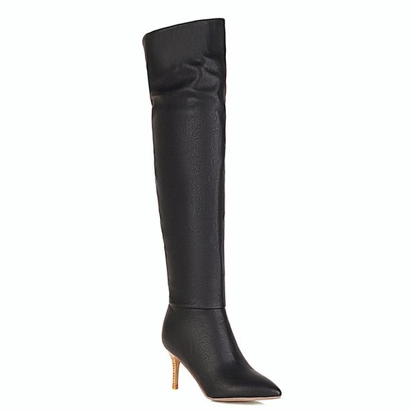 

ultra-high-fashion stiletto high-heeled yellow heel stretched high knee boots blue winter shoes feminine atk0, Black