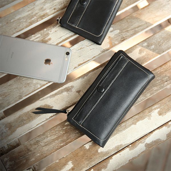 

wallet 2021 vintage soft cow leather multi functional long men's casual, Red;black