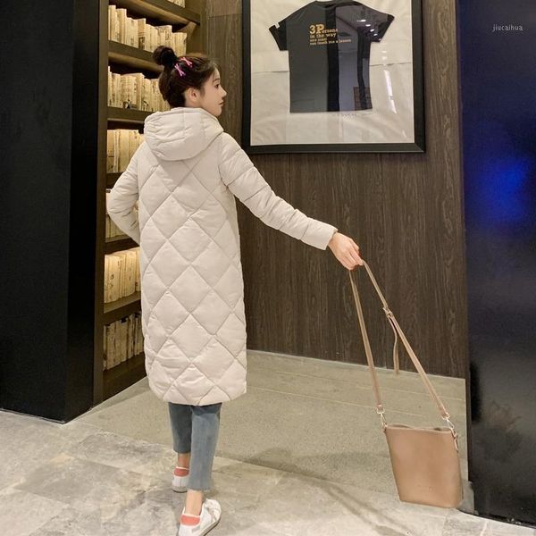 

self-cultivation cotton-padded clothes back season special selling down cotton girls long coltsfoot dress loose coat student1, Black
