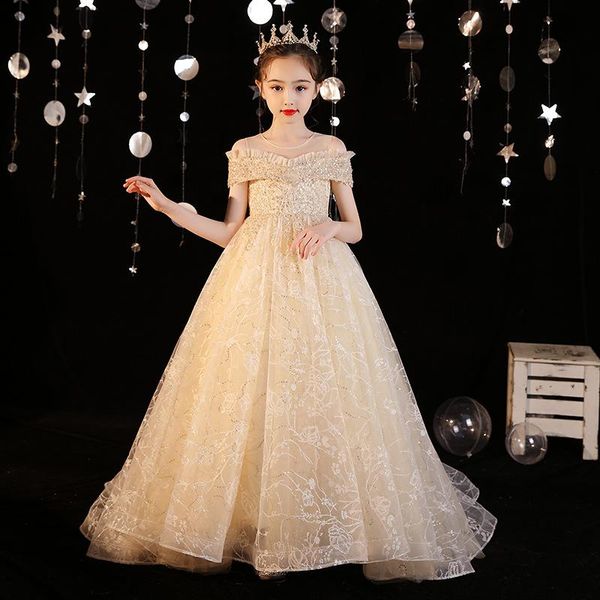 

girl's dresses gorgeous sequins kids birthday princess prom party dress for girls children bridesmaid first communion girl, Red;yellow