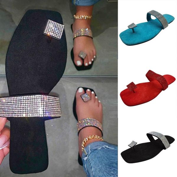 

sandals women's summer flat crystal flip flops outdoor beach shoes women 2021 luxury designer brand, Black