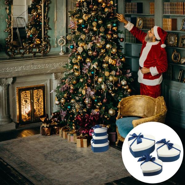 

3pcs heart shaped gift box bow-knot paper boxes delicate paper gift case