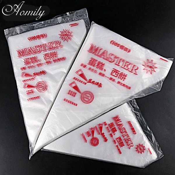 

cake tools aomily disposable 100pcs/set s/m/l size cupcake icing piping bag convenient pastry chocolate cream decorating bags kitchen