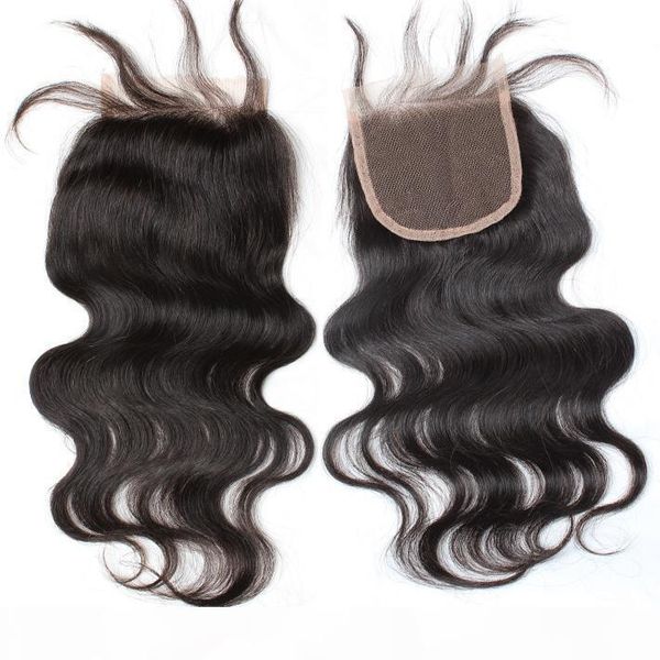 

100% brazilian human virgin hair part 4*4 closure human hair body wave natural color dhl ing, Black;brown