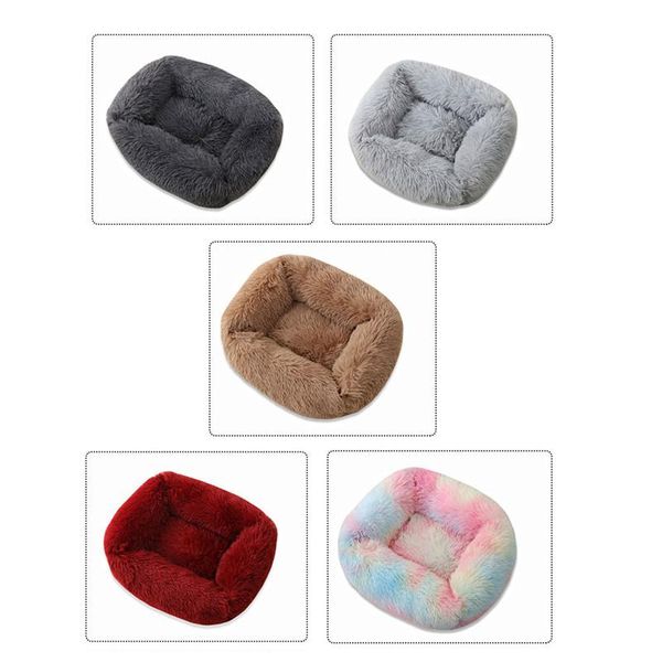 

kennels & pens square super soft dog bed warm plush cat mat beds for large dogs puppy house nest cushion pet product accessories