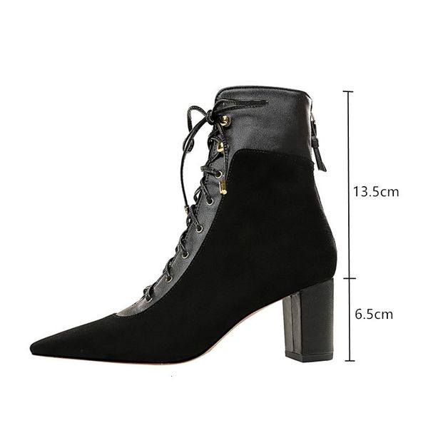 

dress shoes brand women boots fashion cross-tied faux suede ankle boots vintage heels autumn winter short shoes 9uaq, Black