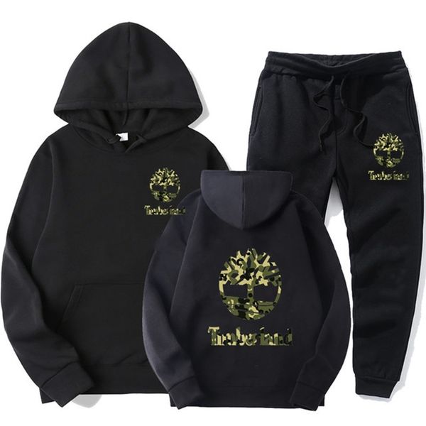 

fashion jogging wicking brand men's casual hooded sports suit, Black