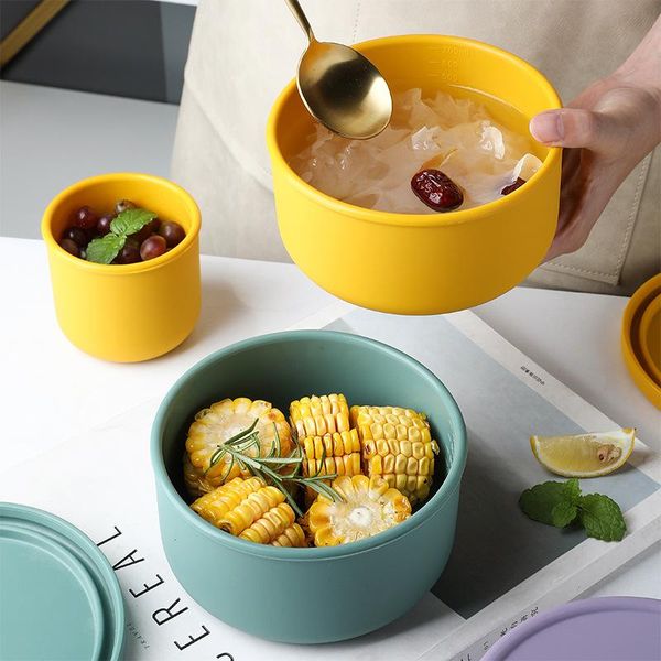 

dinnerware sets silicone lunch box fruit vegetables salad fresh-keeping with lid seal leak proof camping picnic bento storage container