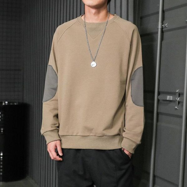

men's hoodies & sweatshirts 2021 sweatshirt mens fashion trend loose pullover crewneck patchwork casual men clothing man plus size, Black