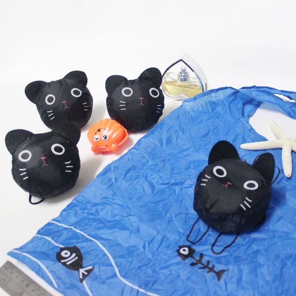 

cartoon kitten tote bag foldable eco-friendly sustainable bag folding polyester shopping