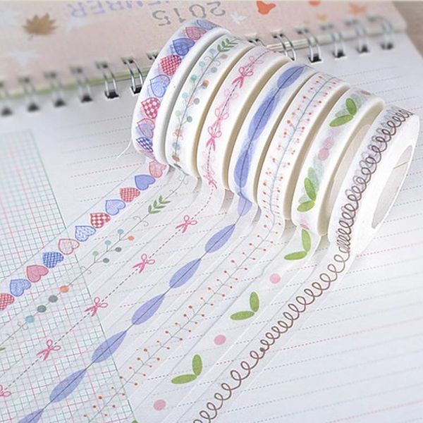 

gift wrap 2pcs 10m random paper tape natural simple style japanese masking washi sticky diy hand account diary packaging supplies 8d