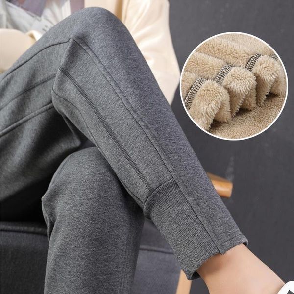 

women's pants & capris autumn winter fleece trousers female thick warm streetwear ladies casual thicken a256, Black;white