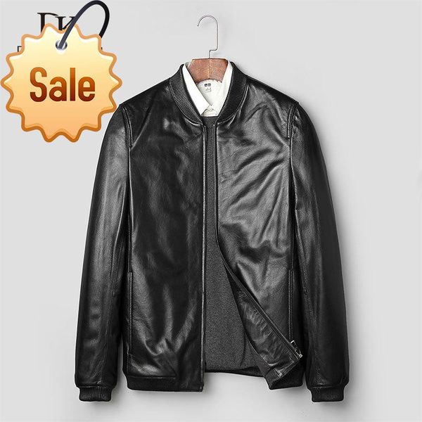 

men's leather & faux genuine dk jackets brand real sheepskin jaqueta de couro black male jacket for men 090y