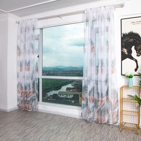 

curtain & drapes pastoral style blackout leaf print curtains printed soft transparent for bedroom living room home decor