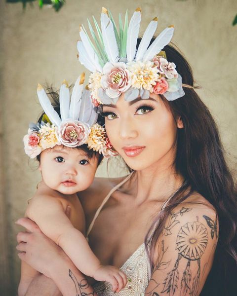 

hair accessories selling multiple feather size pestle rose flower headwear mom kids parenting headband style set for sale high qualit
