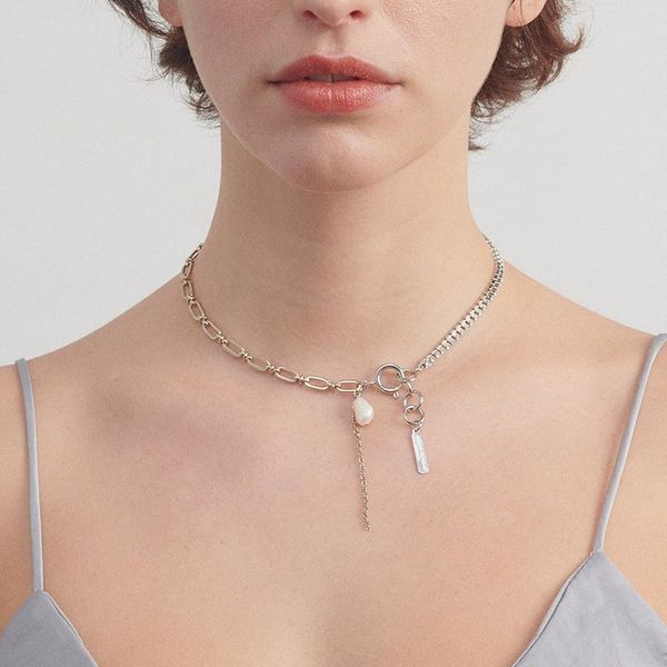

chains chain necklace, natural pearl clavicle chain, zircon bracelet, Silver