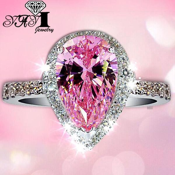 

wedding rings yayi fashion women jewelry ring 4ct pink zircon silver color engagement party gifts, Slivery;golden