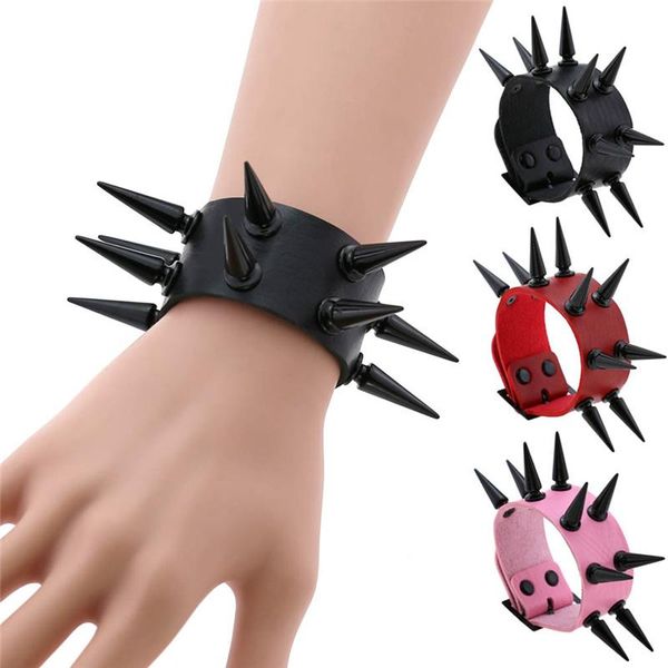 

tennis spiked rivets bracelets vegan leather punk bangles for women men gothic wristband hip hop trinket halloween jewelry accessories, Golden;silver