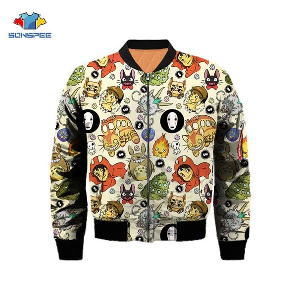 

men's jackets sonspee miyazaki hayao anime my neighbor totoro jacket coat 3d print cool hip hop flight winter oversized itself coats, Black;brown