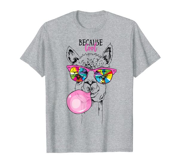 

llama in a rainbow glasses, pink bubble gum funny t-shirt, White;black
