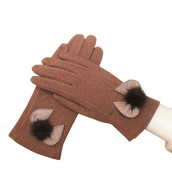 

five fingers gloves autumn/winter women' warm fashionable versatile thin german fleece outdoor cycling touch ball, Blue;gray
