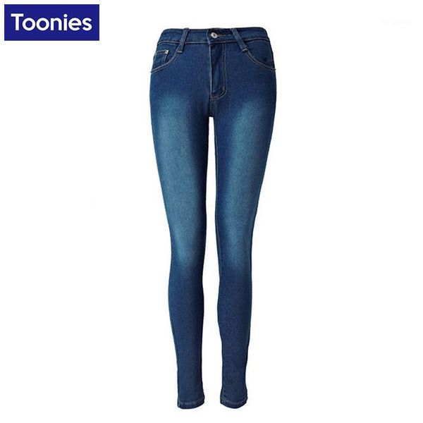 

women's jeans toonies solid blue pencil pants skinny women stretch denim full length trousers fashion plus size 2021 jean1