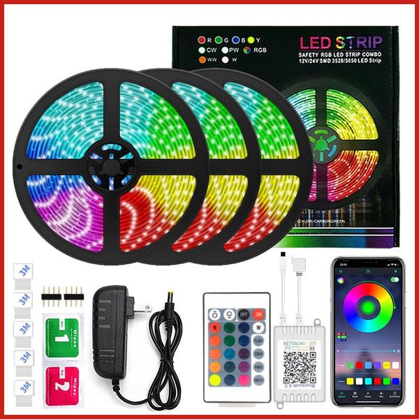 

strips 5m/10m/15mbluetooth led light waterproof rgb flexible tape night luminous string for bedroom phone app control