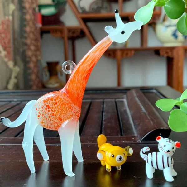 

decorative objects & figurines handmade crystal glass blown giraffe bear ornament wild animal miniature statuette japanese style kids xmas g