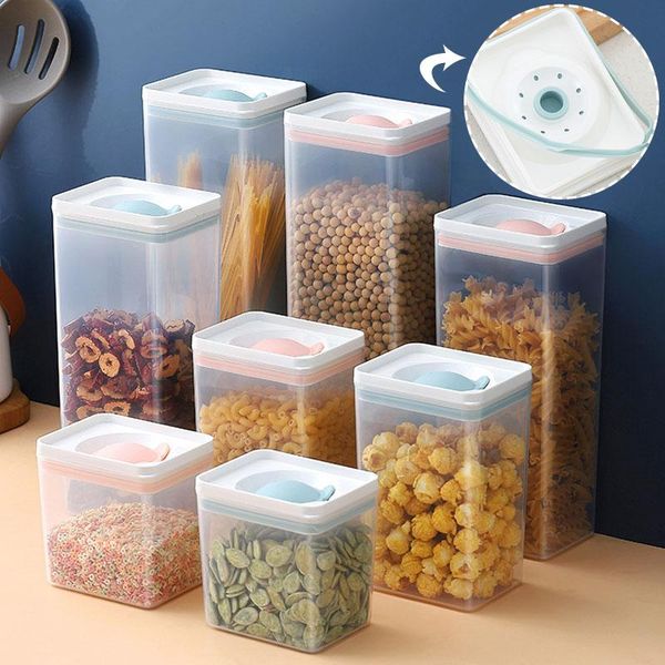 

storage bottles & jars push-type sealed tank kitchen organizer fridge grain transparent crisper cute bear plastic container food box