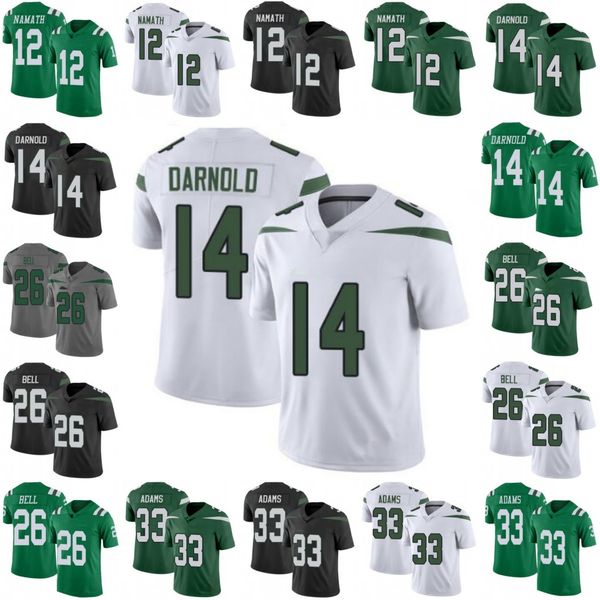 

new york jets men #12 joe namath 14 sam darnold 26 le'veon bell 33 jamal adams women youth limited rush season jersey, Black