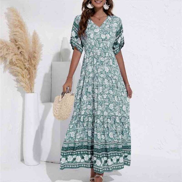 

summer bohemian fashion womens dress vintage solid green maxi robe casual wedding guest high waist lady dresses, Black;gray