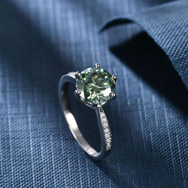

cluster rings gem's ballet green moissanite 1ct/2ct/3ct 100% 925 sterling silver diamond wedding for women luxury engagement ring, Golden;silver
