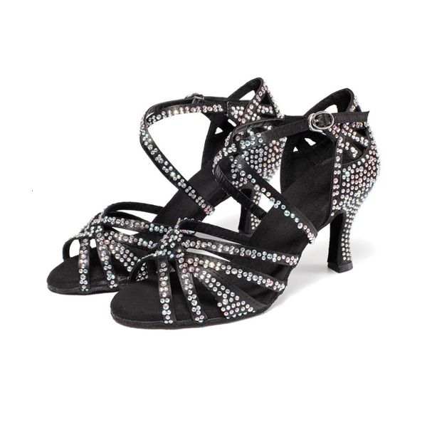 

latin dance sho profsional shoe with diamond high heels ladi soft bottom square ballroom dancing women